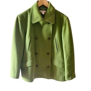 J. Crew Green Double Breasted Wool Cashmere Blend Car Coat Size Small Preppy